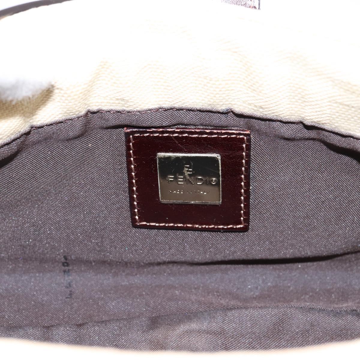 FENDI Zucca Canvas Mamma Baguette Shoulder Bag Beige Silver Auth 202919V