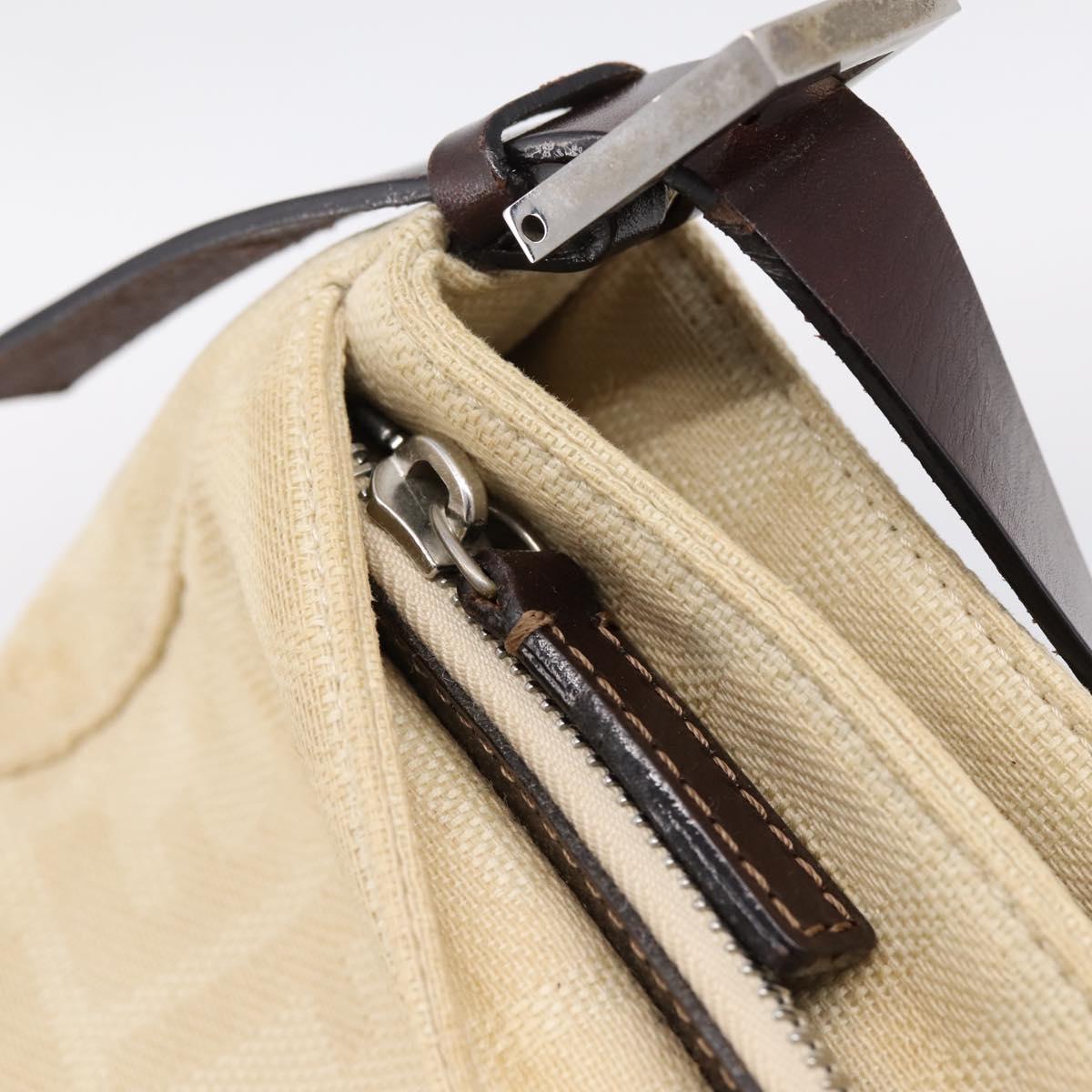 FENDI Zucca Canvas Mamma Baguette Shoulder Bag Beige Silver Auth 202919V