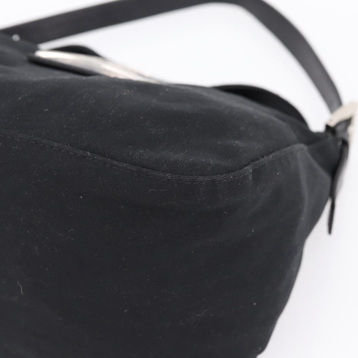 FENDI Mamma Baguette Shoulder Bag Cotton jersey Black Silver Auth 202920