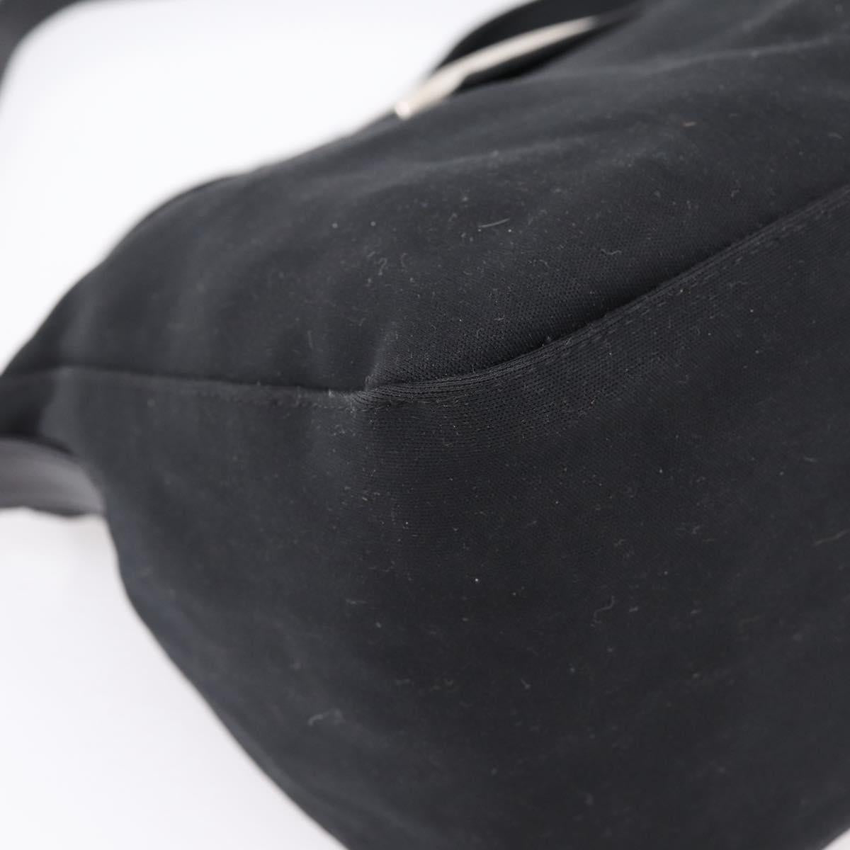 FENDI Mamma Baguette Shoulder Bag Cotton jersey Black Silver Auth 202920