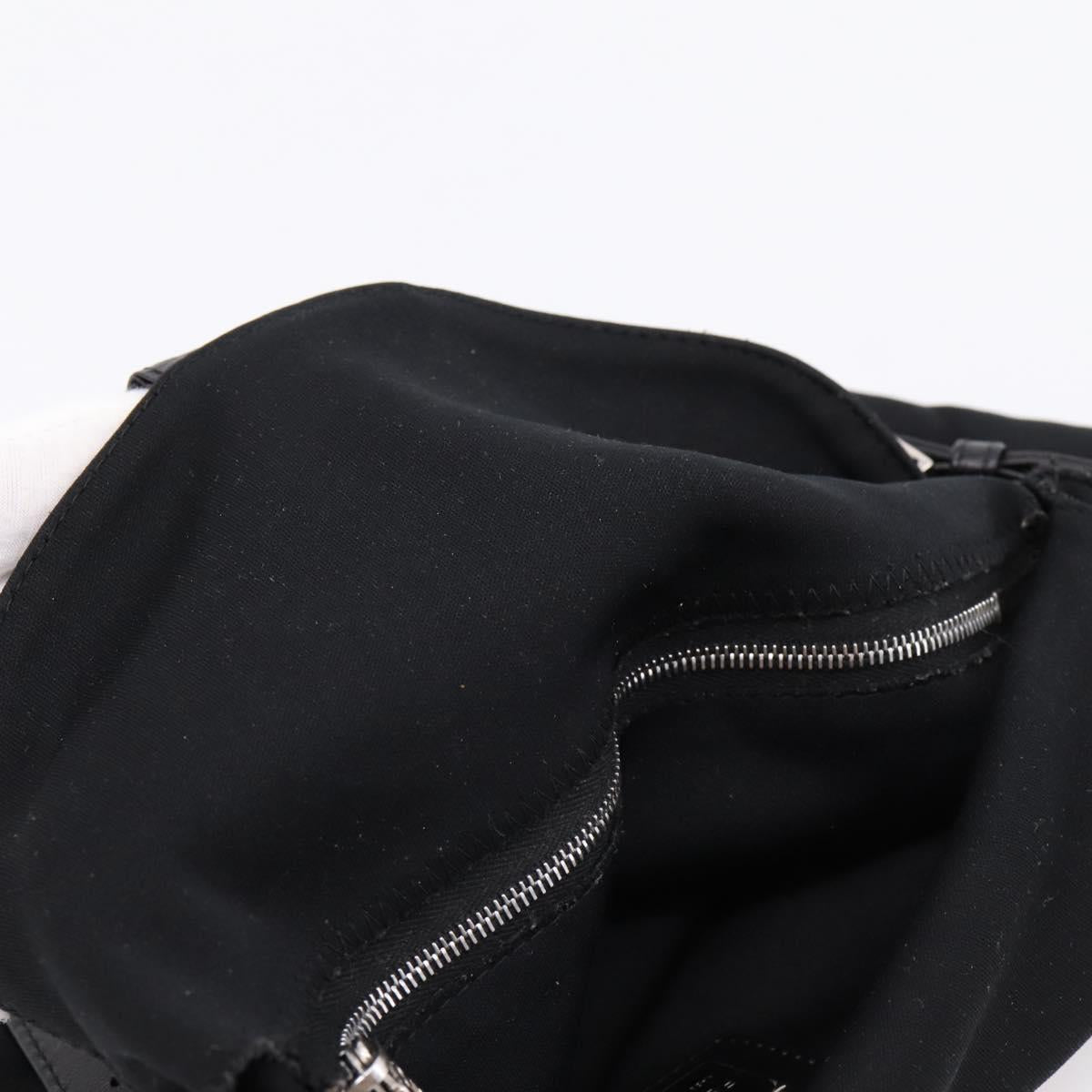 FENDI Mamma Baguette Shoulder Bag Cotton jersey Black Silver Auth 202920