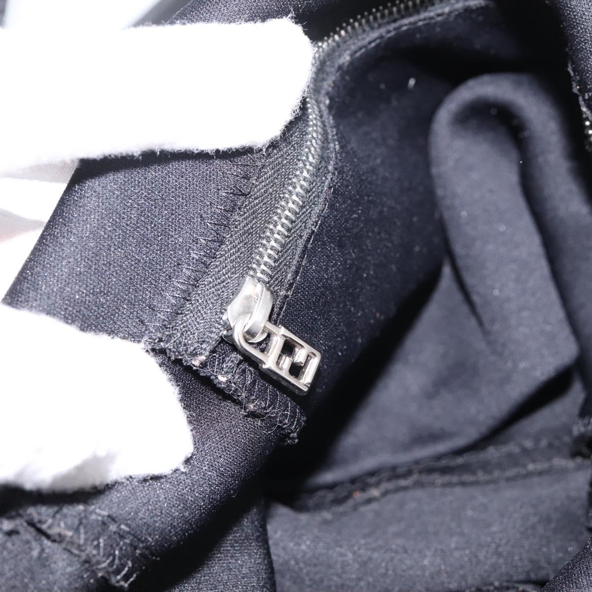 FENDI Mamma Baguette Shoulder Bag Cotton jersey Black Silver Auth 202920
