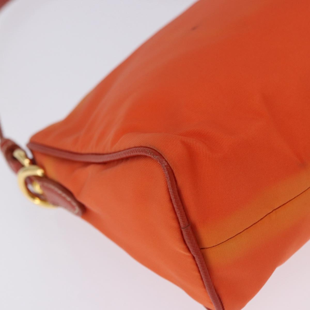 PRADA Shoulder Bag Nylon Orange Gold Auth 202922A