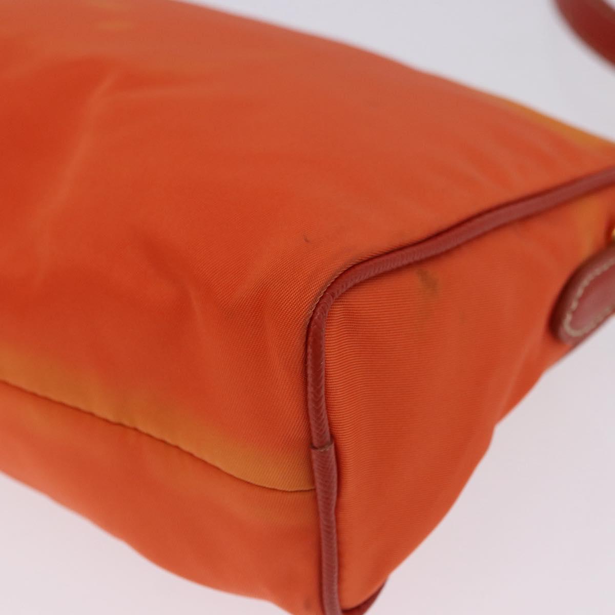 PRADA Shoulder Bag Nylon Orange Gold Auth 202922A