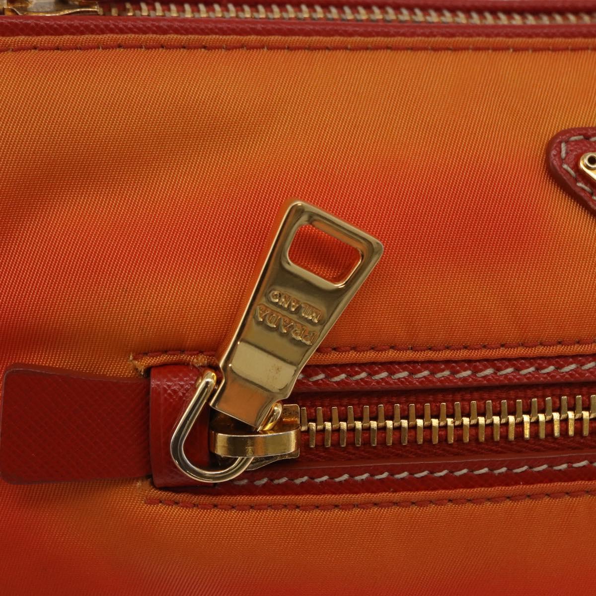 PRADA Shoulder Bag Nylon Orange Gold Auth 202922A