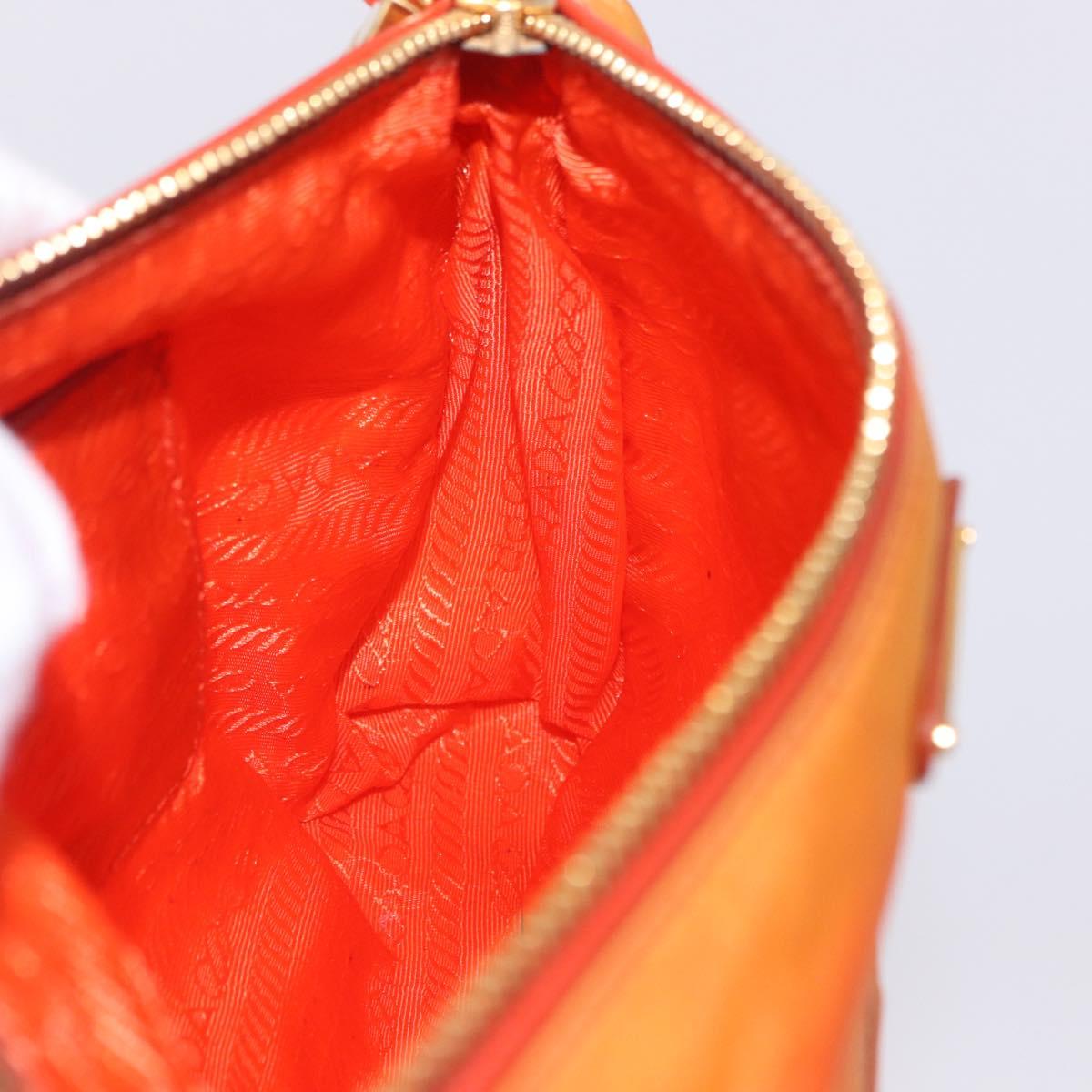 PRADA Shoulder Bag Nylon Orange Gold Auth 202922A