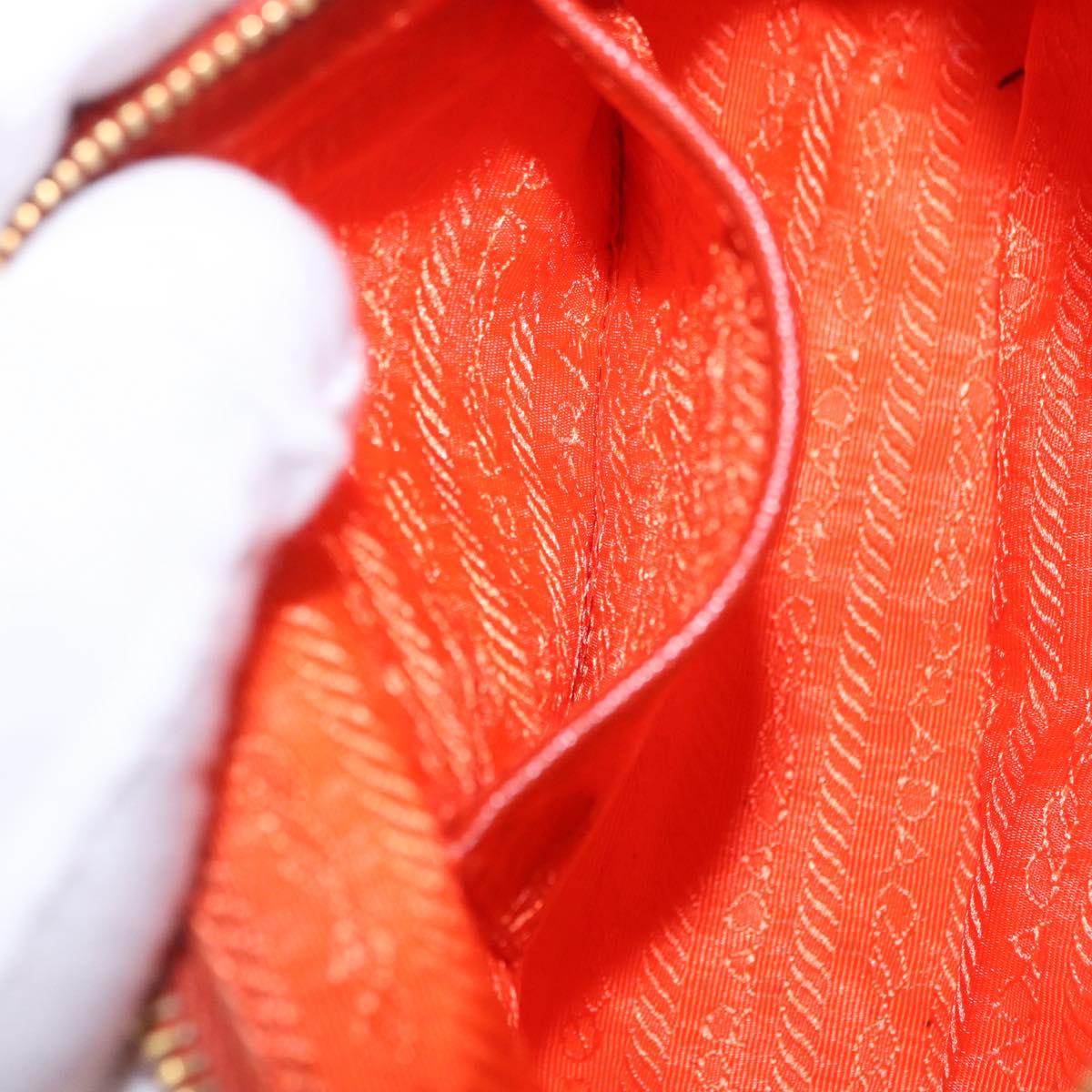 PRADA Shoulder Bag Nylon Orange Gold Auth 202922A