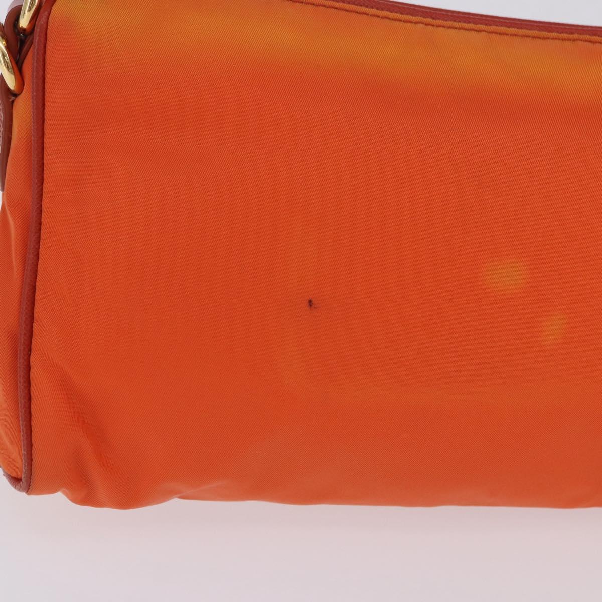 PRADA Shoulder Bag Nylon Orange Gold Auth 202922A