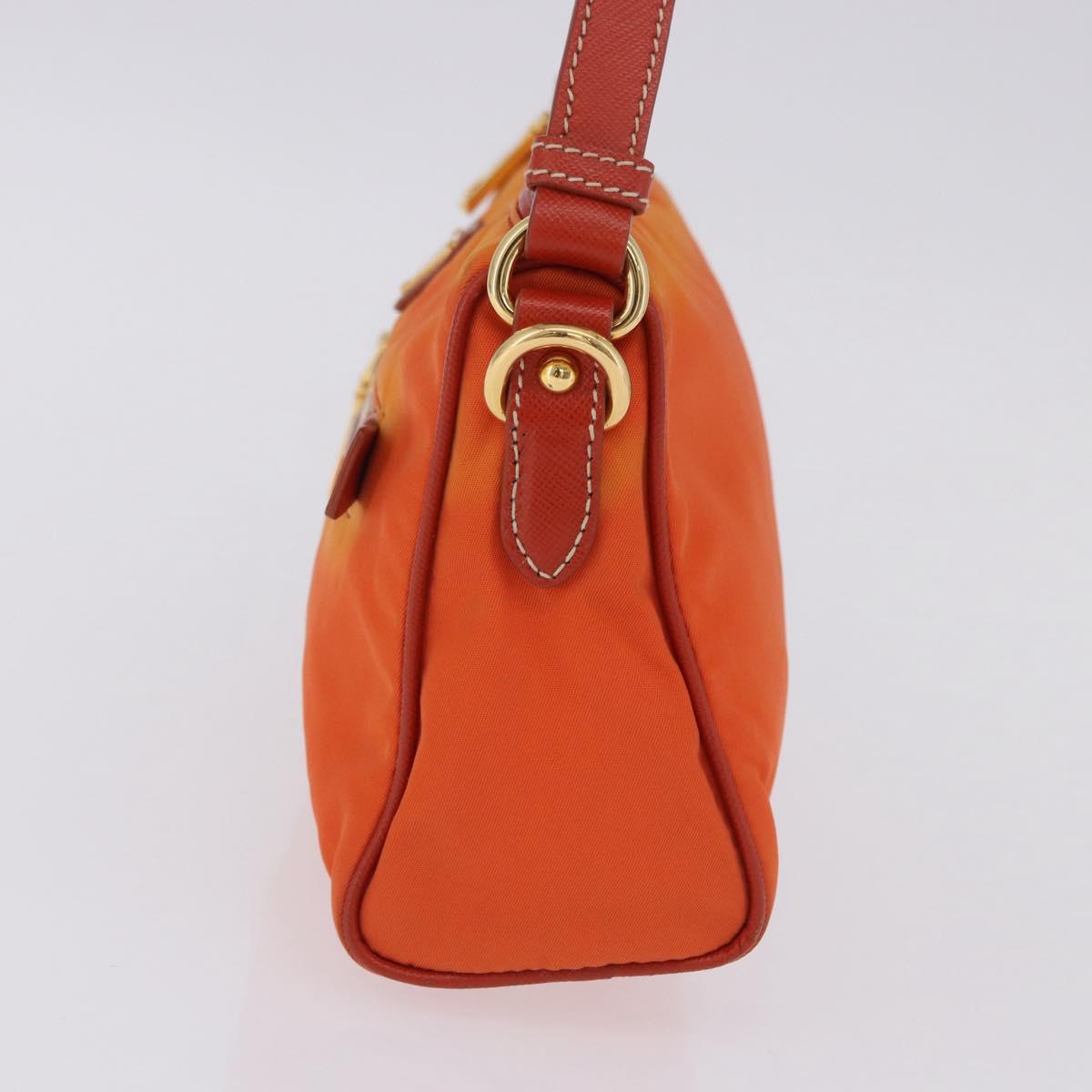 PRADA Shoulder Bag Nylon Orange Gold Auth 202922A