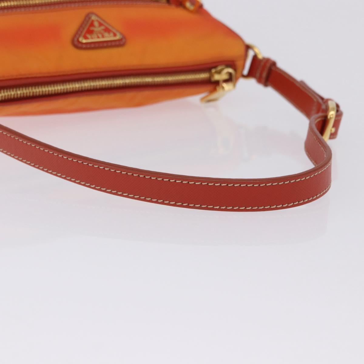 PRADA Shoulder Bag Nylon Orange Gold Auth 202922A