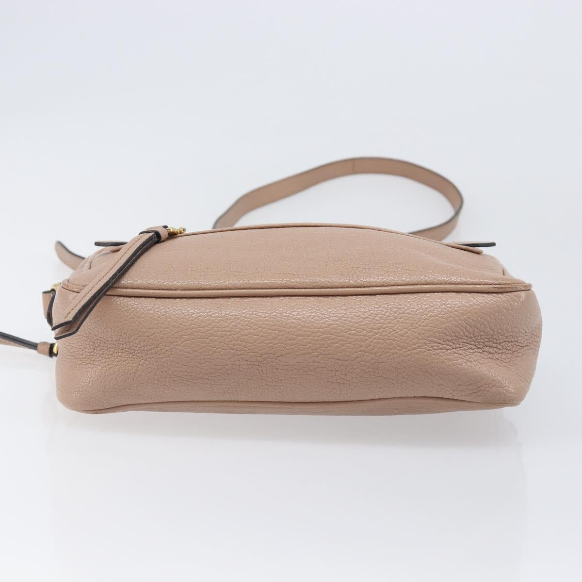Miu Miu Shoulder Bag Leather Beige Gold Auth 202924A