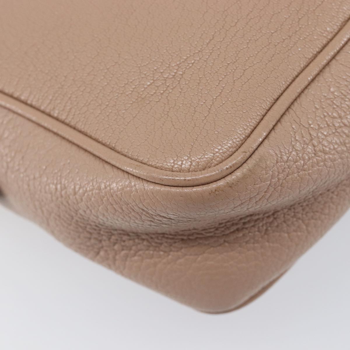 Miu Miu Shoulder Bag Leather Beige Gold Auth 202924A
