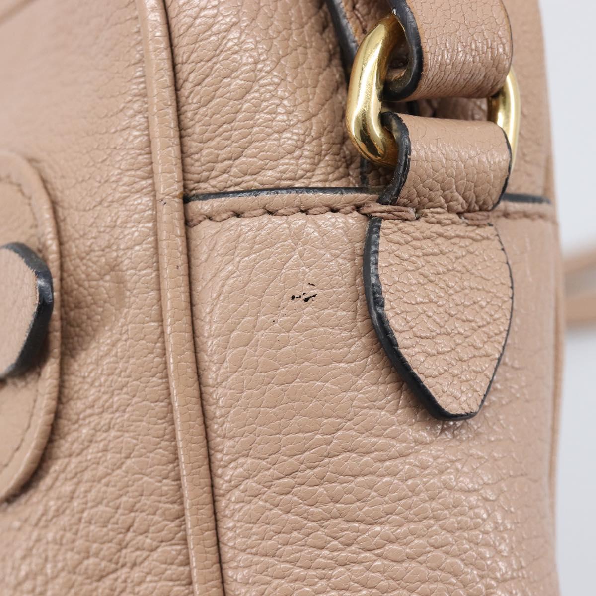 Miu Miu Shoulder Bag Leather Beige Gold Auth 202924A
