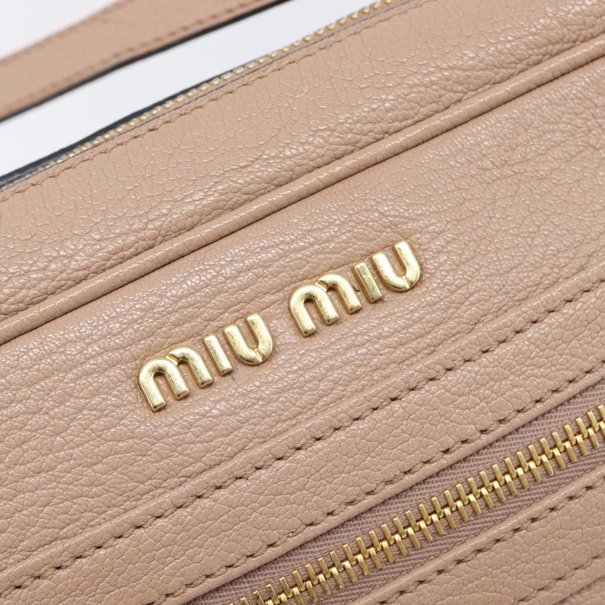 Miu Miu Shoulder Bag Leather Beige Gold Auth 202924A