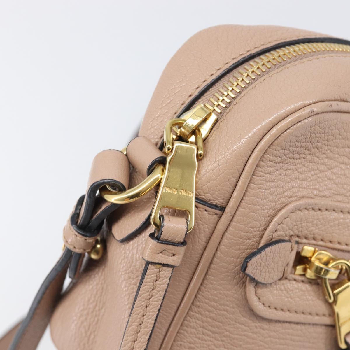 Miu Miu Shoulder Bag Leather Beige Gold Auth 202924A
