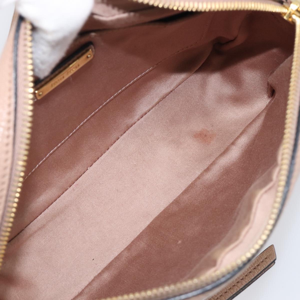 Miu Miu Shoulder Bag Leather Beige Gold Auth 202924A