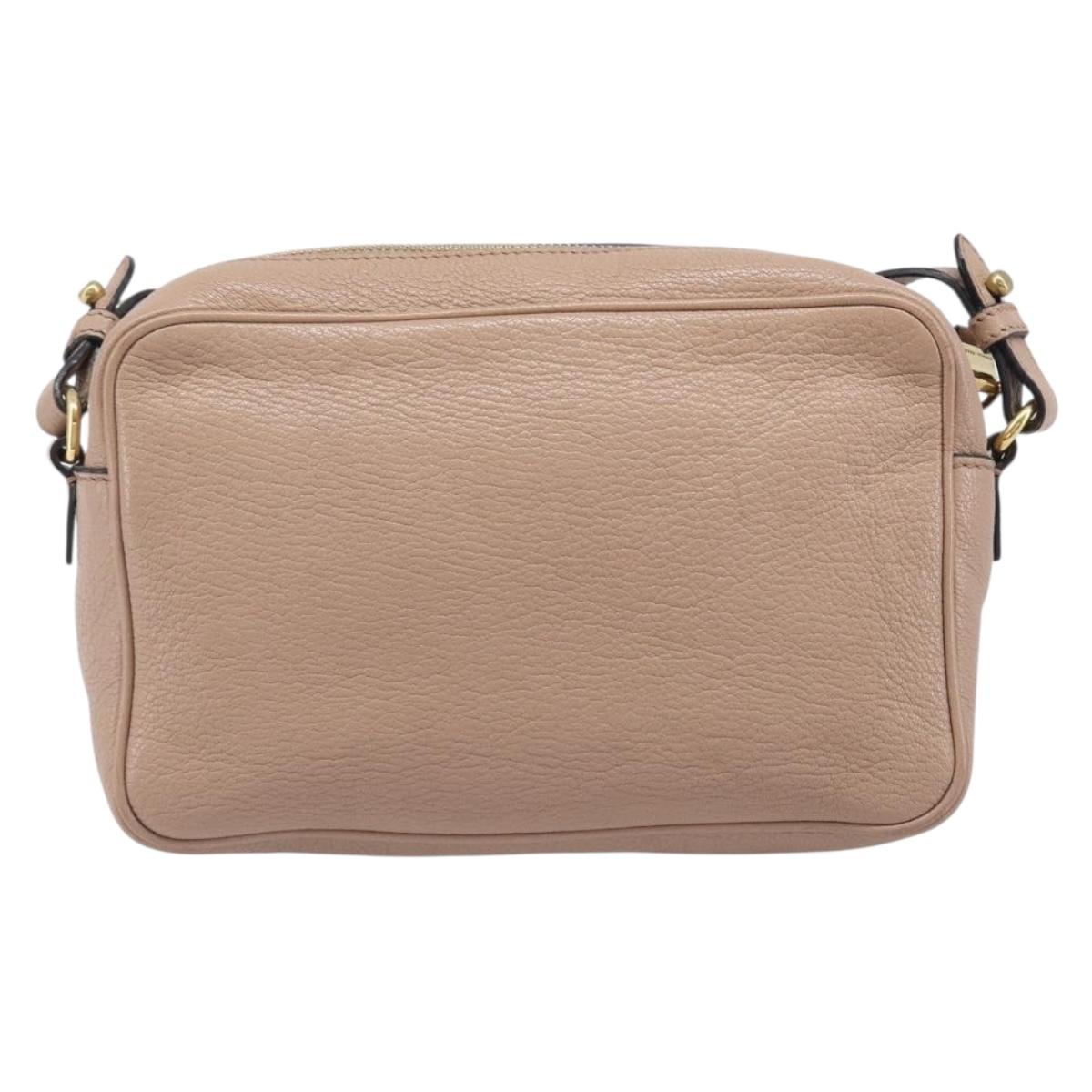 Miu Miu Shoulder Bag Leather Beige Gold Auth 202924A