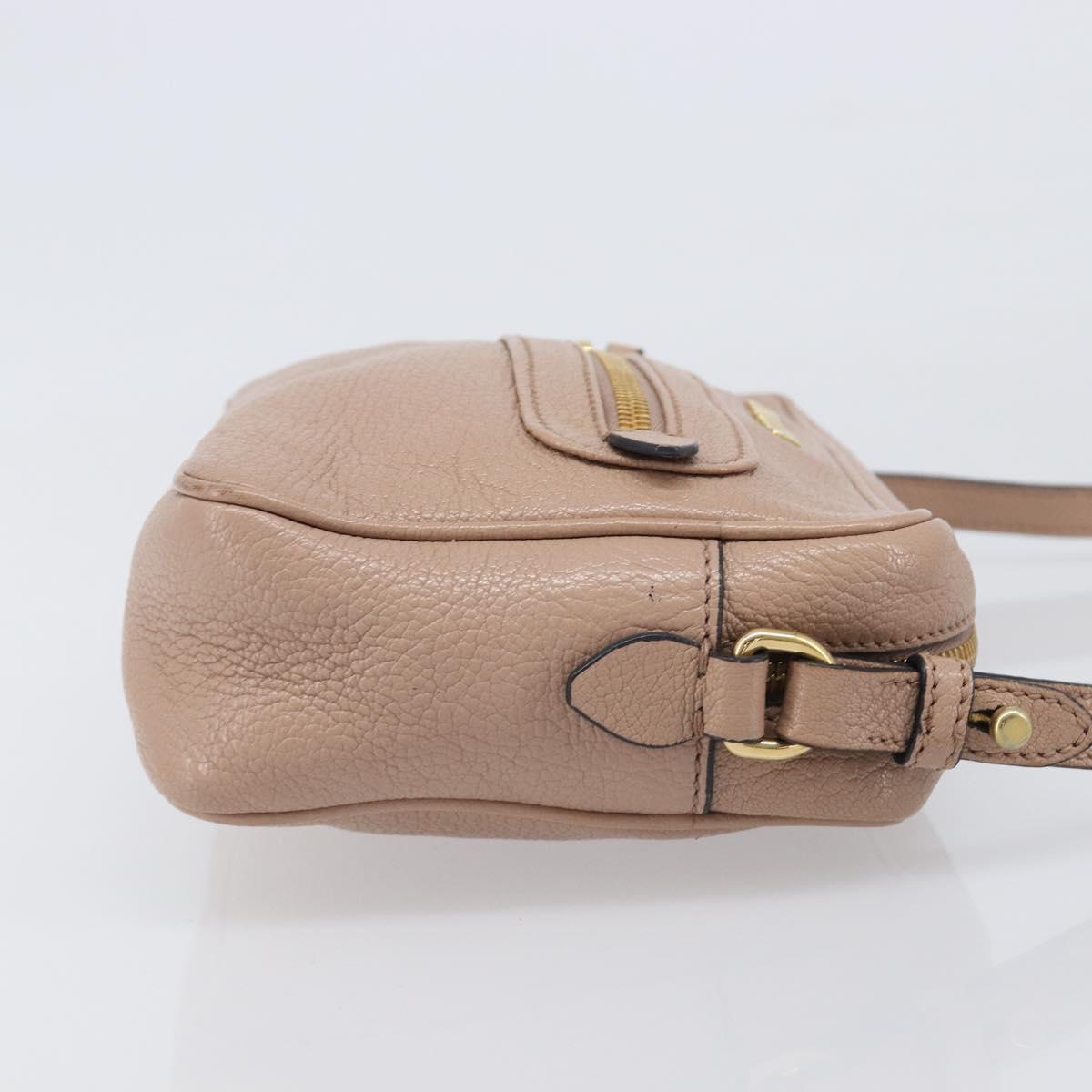 Miu Miu Shoulder Bag Leather Beige Gold Auth 202924A