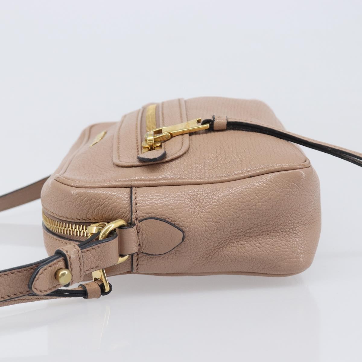 Miu Miu Shoulder Bag Leather Beige Gold Auth 202924A