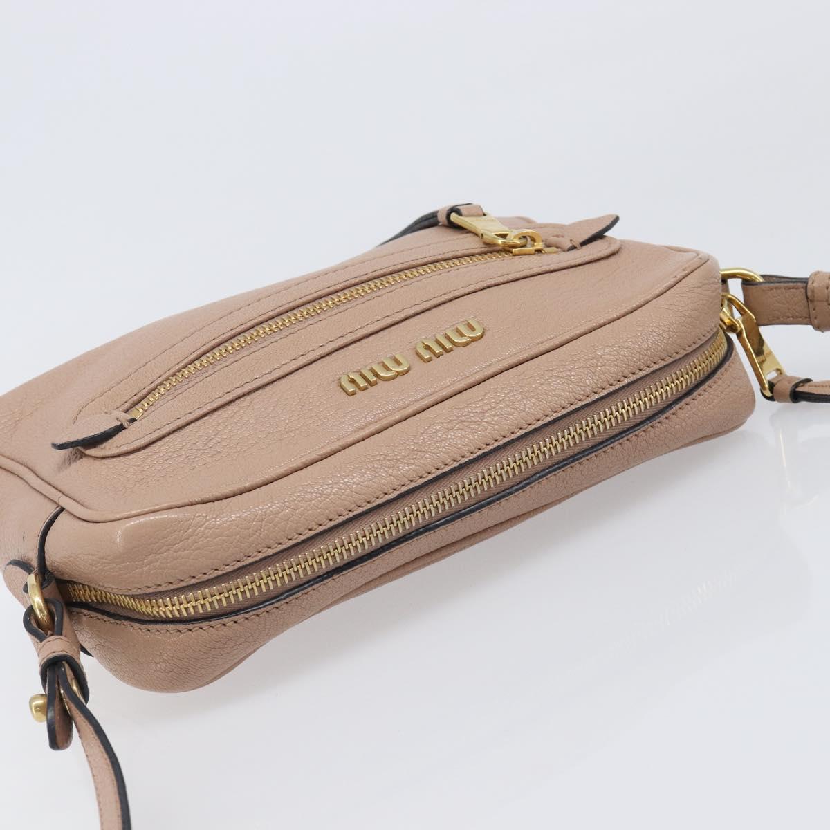 Miu Miu Shoulder Bag Leather Beige Gold Auth 202924A