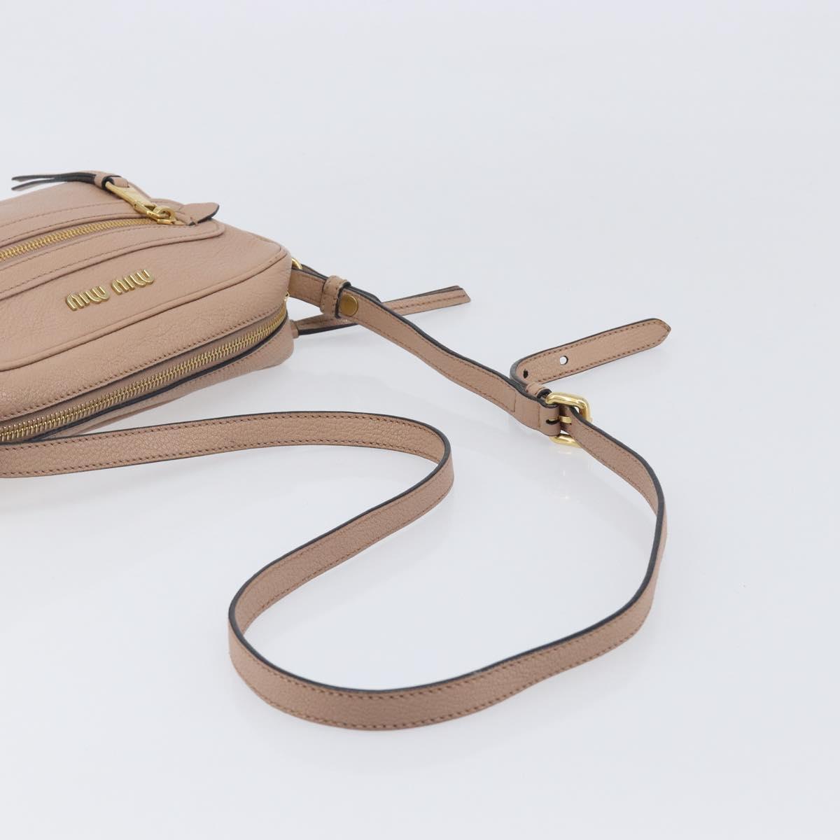 Miu Miu Shoulder Bag Leather Beige Gold Auth 202924A