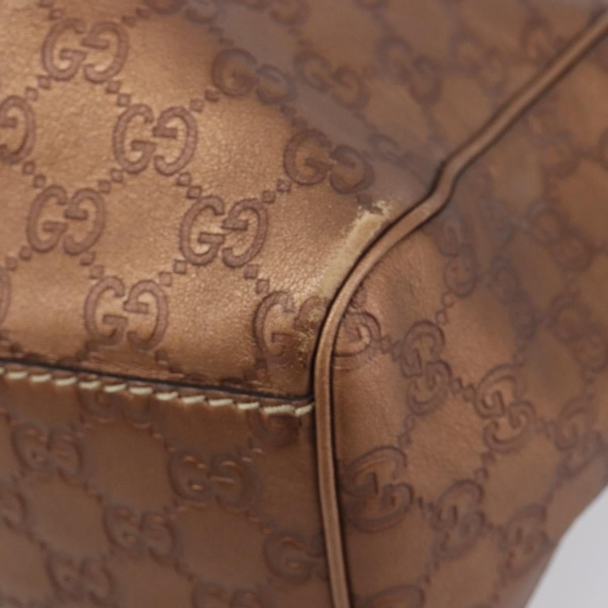 GUCCI GG Canvas Guccissima Tote Bag Leather Bronze Gold 211944 Auth 202927V