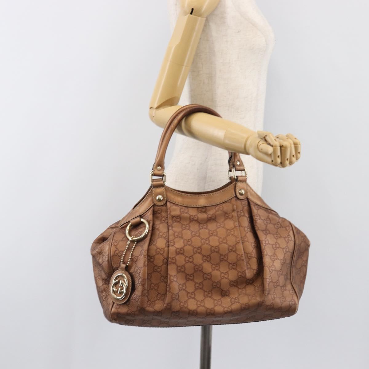 GUCCI GG Canvas Guccissima Tote Bag Leather Bronze Gold 211944 Auth 202927V
