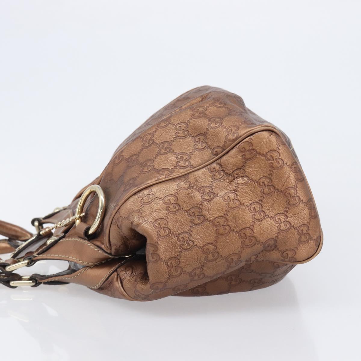 GUCCI GG Canvas Guccissima Tote Bag Leather Bronze Gold 211944 Auth 202927V