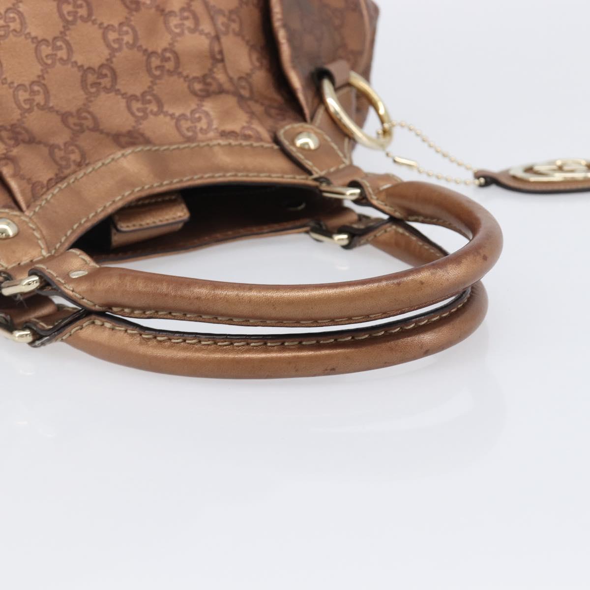GUCCI GG Canvas Guccissima Tote Bag Leather Bronze Gold 211944 Auth 202927V