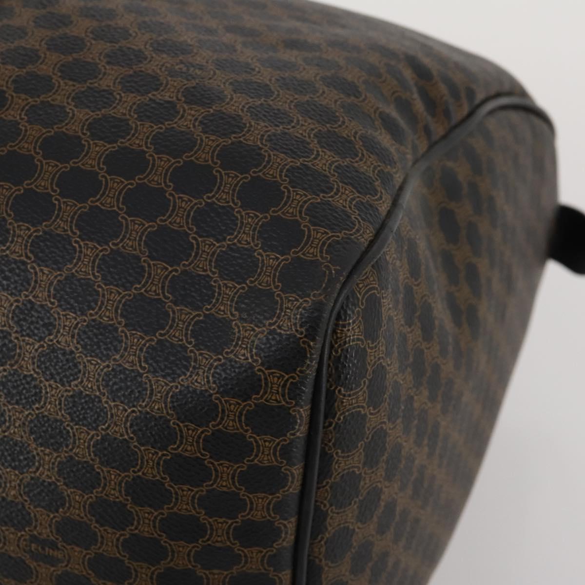 CELINE Macadam Canvas Boston Bag PVC Leather Black Gold Auth 202929V