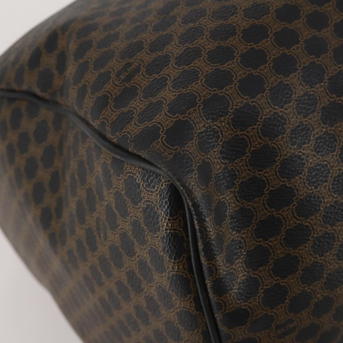CELINE Macadam Canvas Boston Bag PVC Leather Black Gold Auth 202929V
