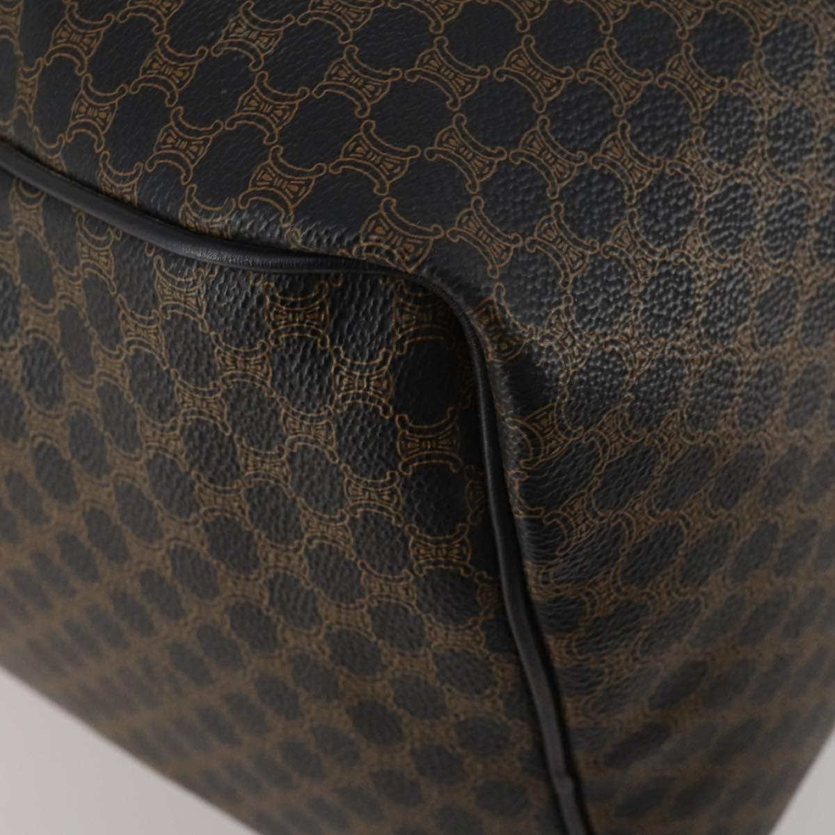 CELINE Macadam Canvas Boston Bag PVC Leather Black Gold Auth 202929V