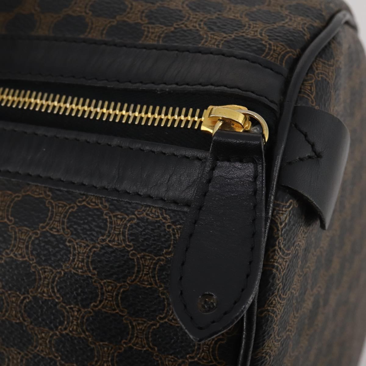 CELINE Macadam Canvas Boston Bag PVC Leather Black Gold Auth 202929V