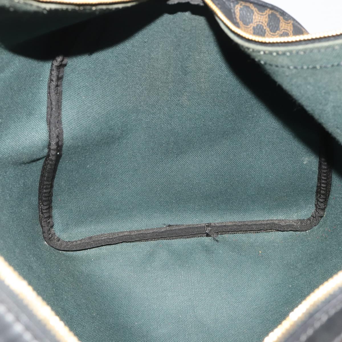 CELINE Macadam Canvas Boston Bag PVC Leather Black Gold Auth 202929V