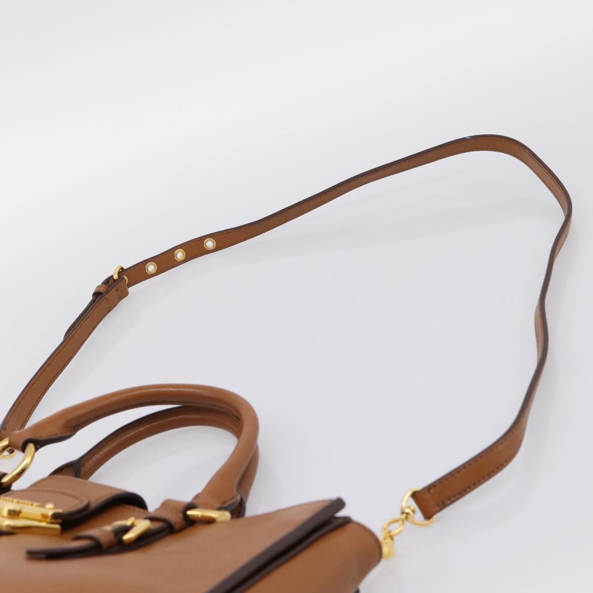 Miu Miu Hand Bag Leather 2way Brown Gold Auth 202932V