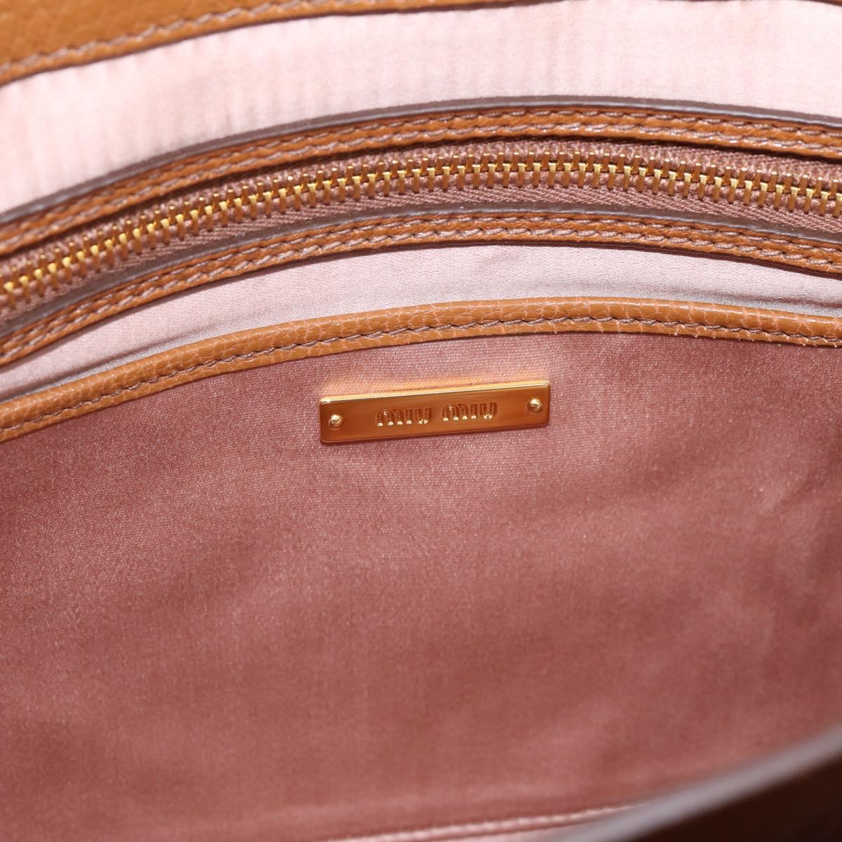 Miu Miu Hand Bag Leather 2way Brown Gold Auth 202932V