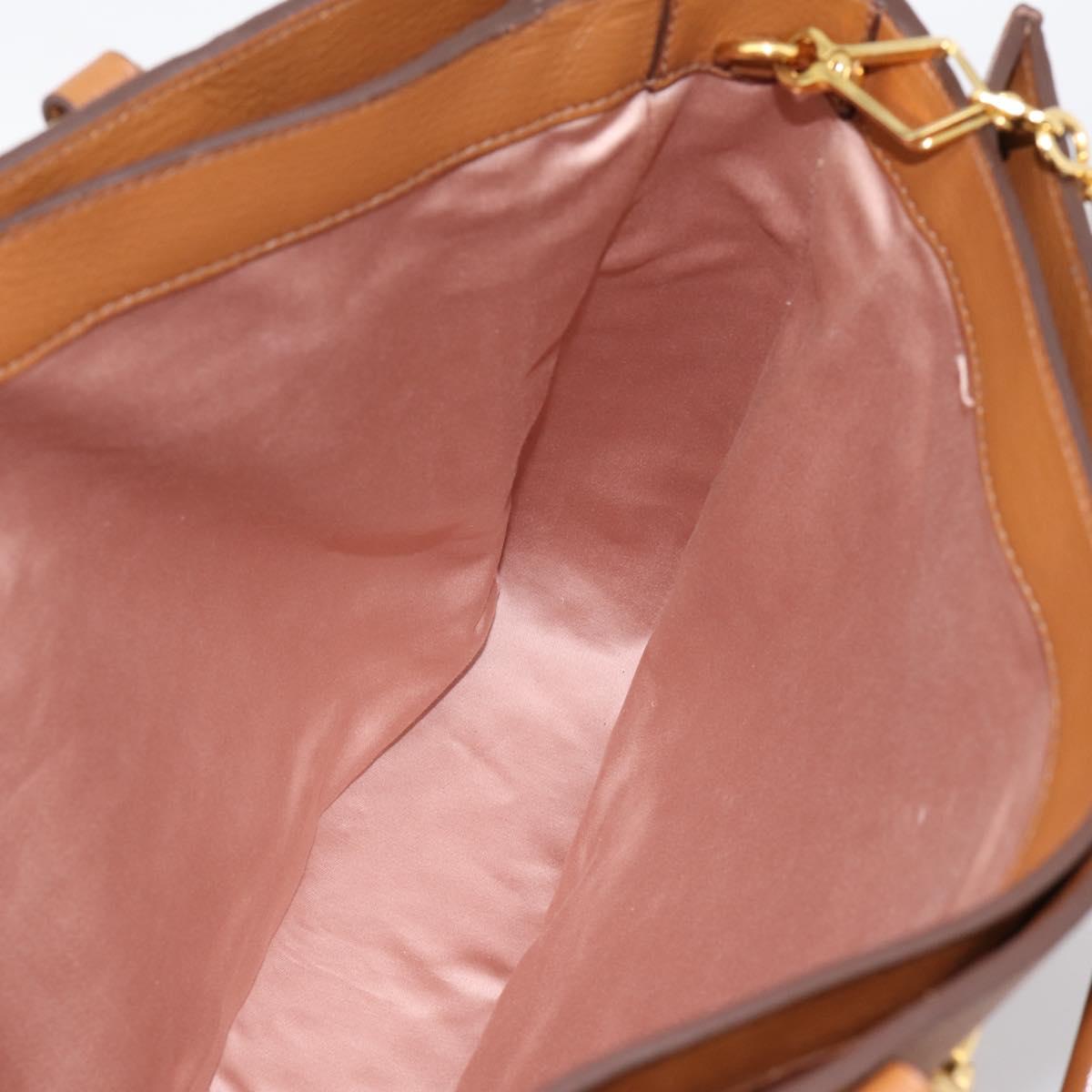 Miu Miu Hand Bag Leather 2way Brown Gold Auth 202932V