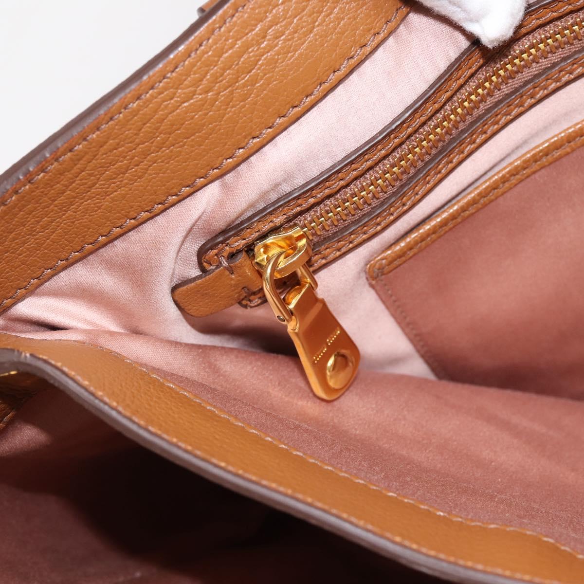Miu Miu Hand Bag Leather 2way Brown Gold Auth 202932V
