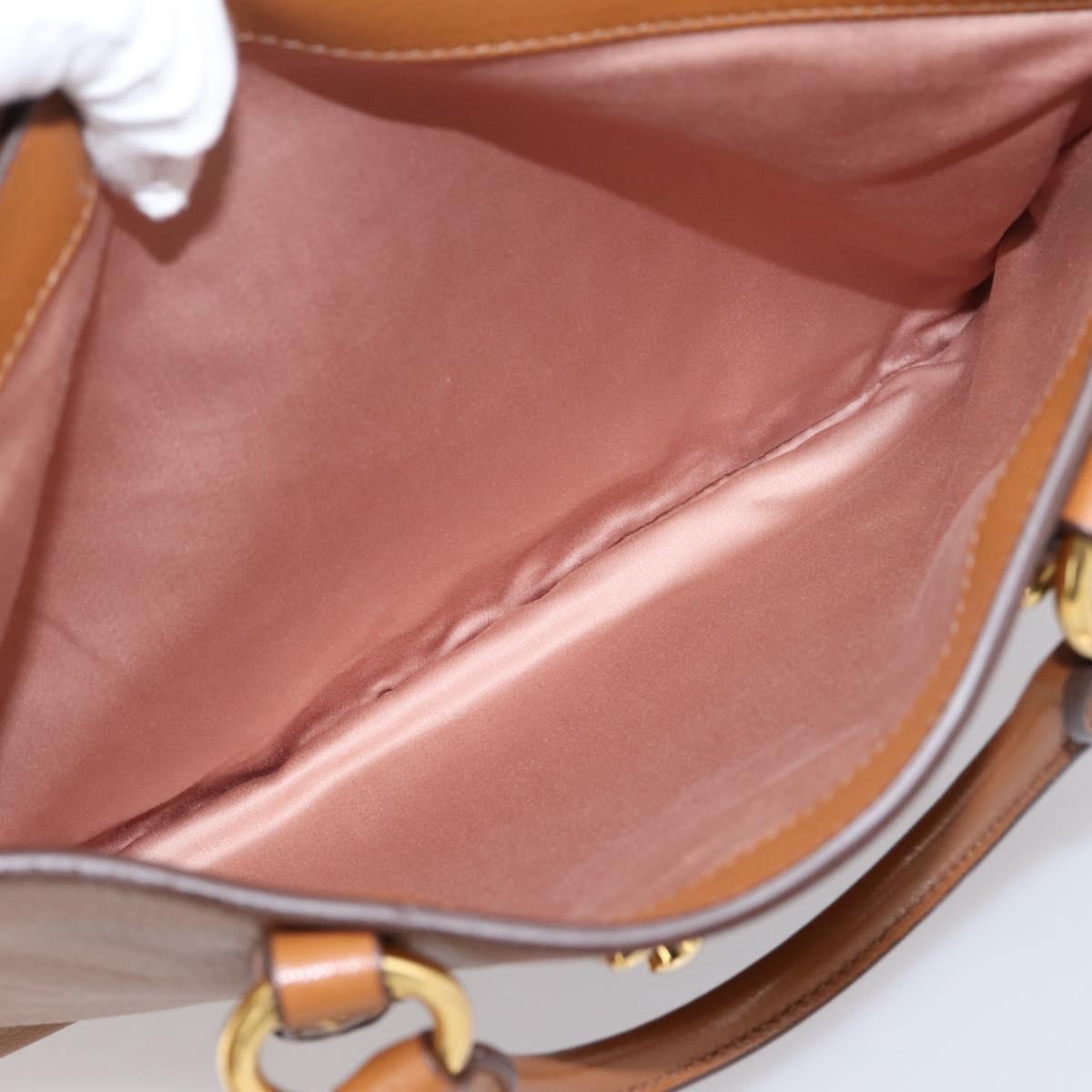 Miu Miu Hand Bag Leather 2way Brown Gold Auth 202932V
