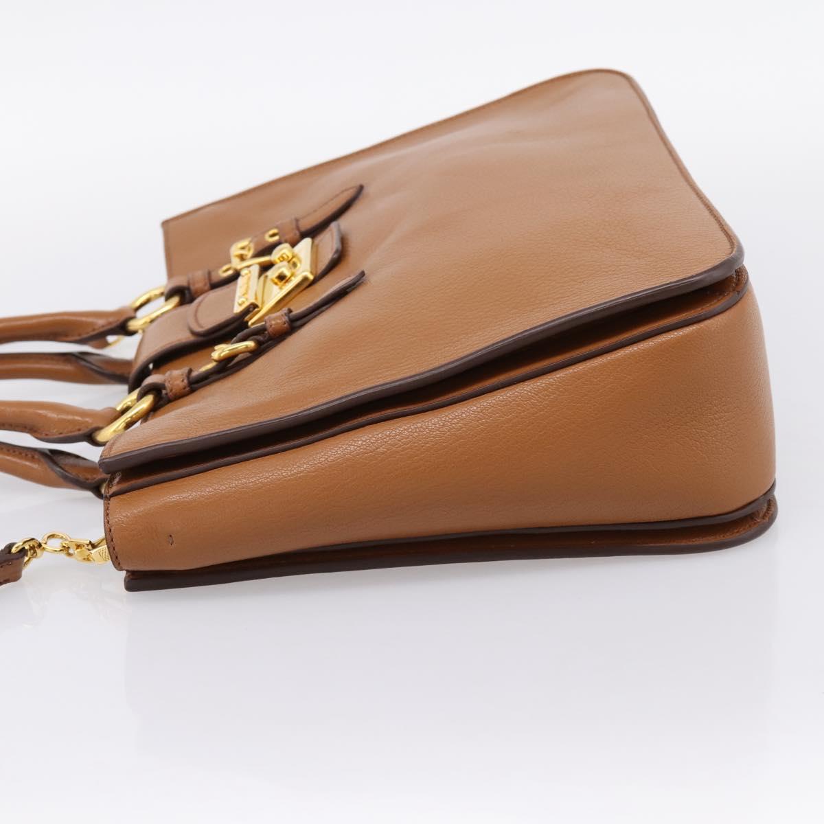 Miu Miu Hand Bag Leather 2way Brown Gold Auth 202932V