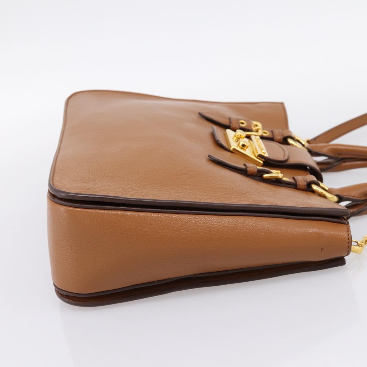 Miu Miu Hand Bag Leather 2way Brown Gold Auth 202932V