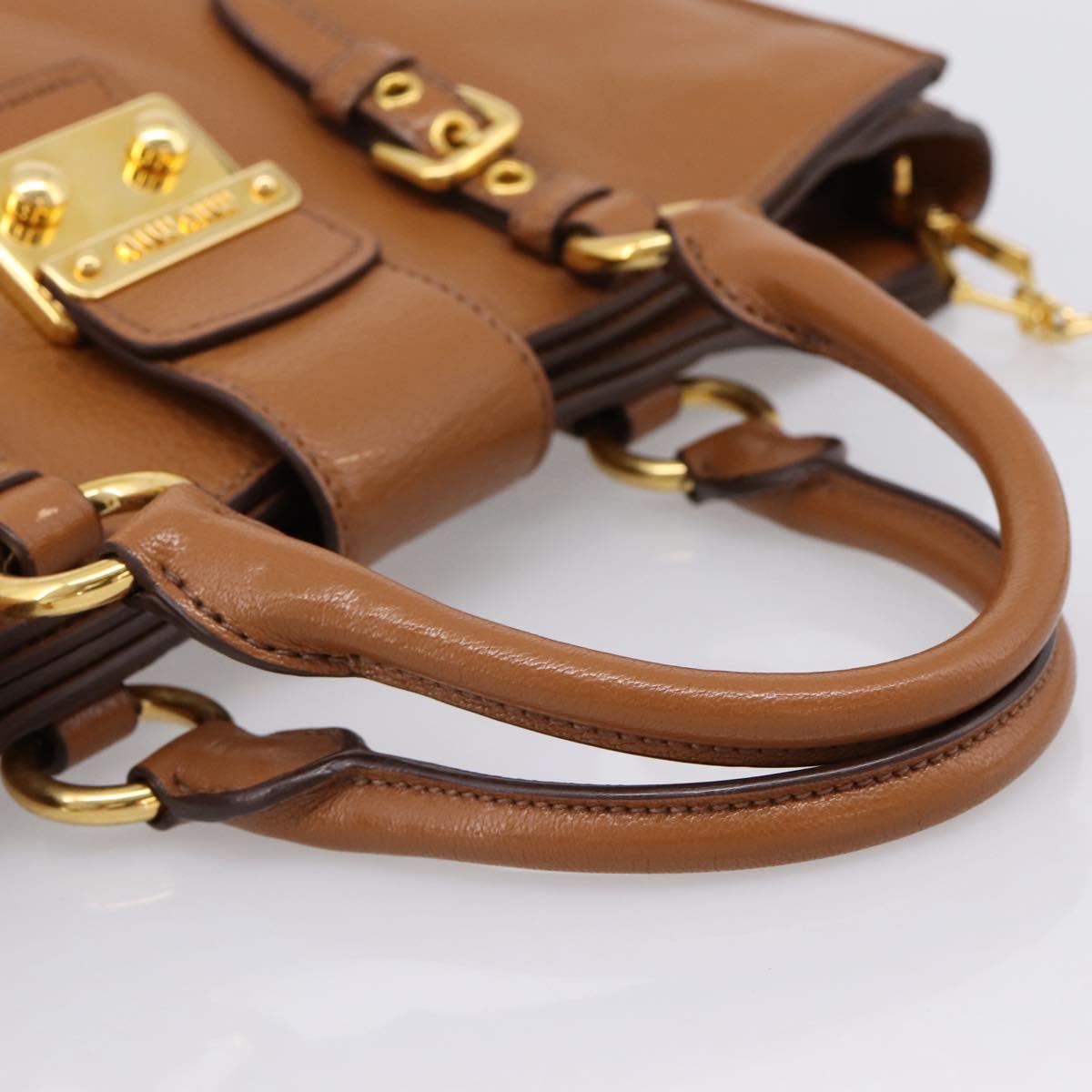 Miu Miu Hand Bag Leather 2way Brown Gold Auth 202932V