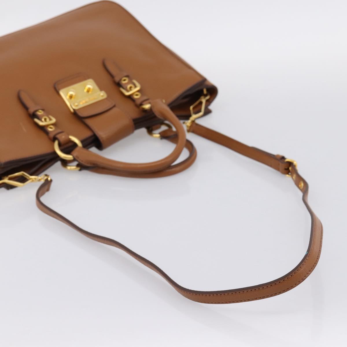 Miu Miu Hand Bag Leather 2way Brown Gold Auth 202932V