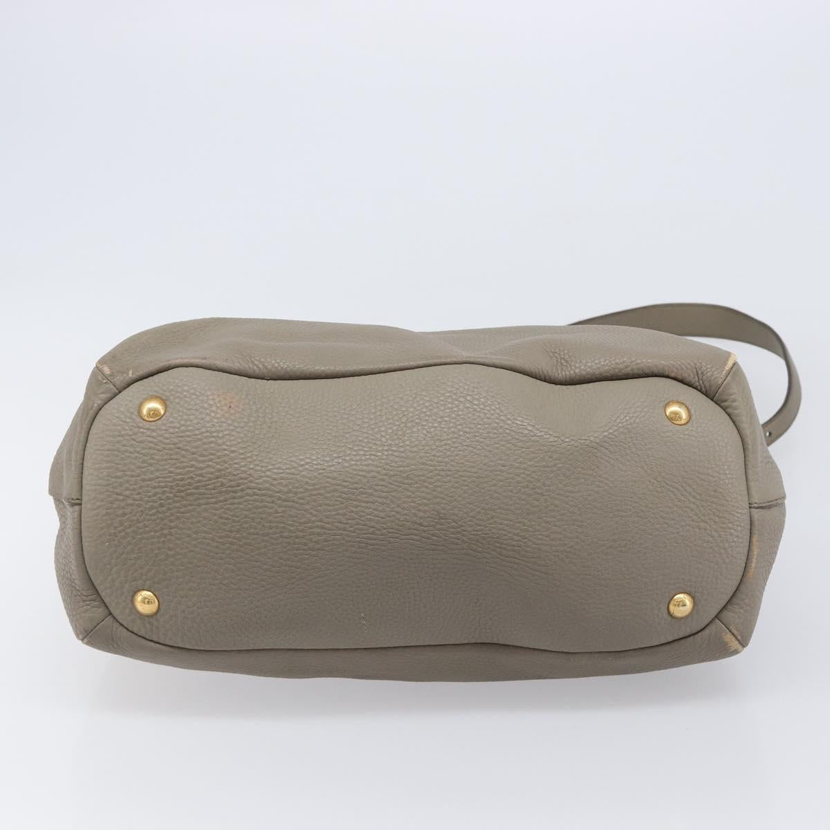 PRADA Hand Bag Vittero Dino Leather 2way Gray Gold Auth 202933V