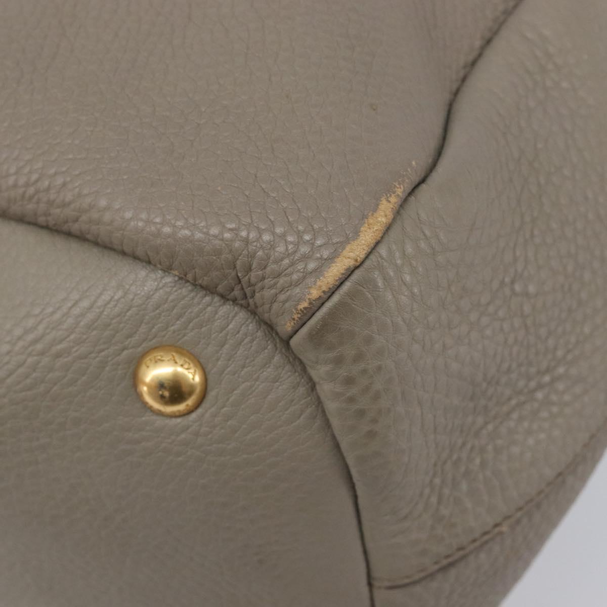 PRADA Hand Bag Vittero Dino Leather 2way Gray Gold Auth 202933V