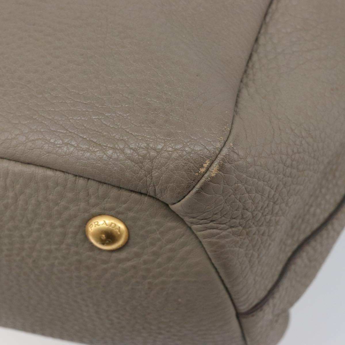 PRADA Hand Bag Vittero Dino Leather 2way Gray Gold Auth 202933V