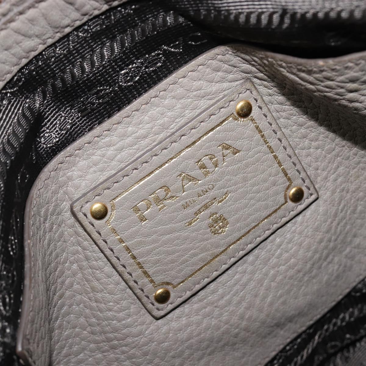 PRADA Hand Bag Vittero Dino Leather 2way Gray Gold Auth 202933V