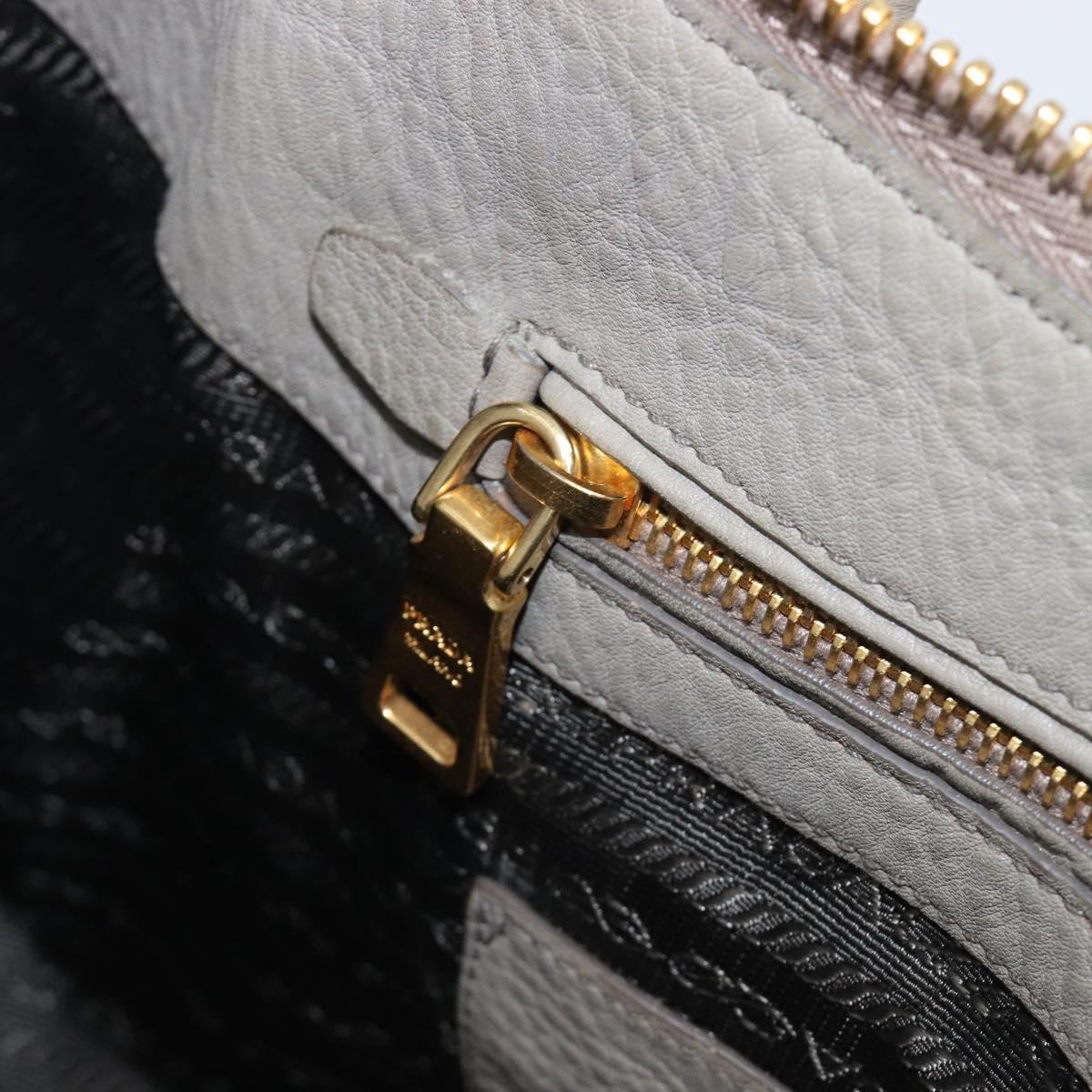 PRADA Hand Bag Vittero Dino Leather 2way Gray Gold Auth 202933V
