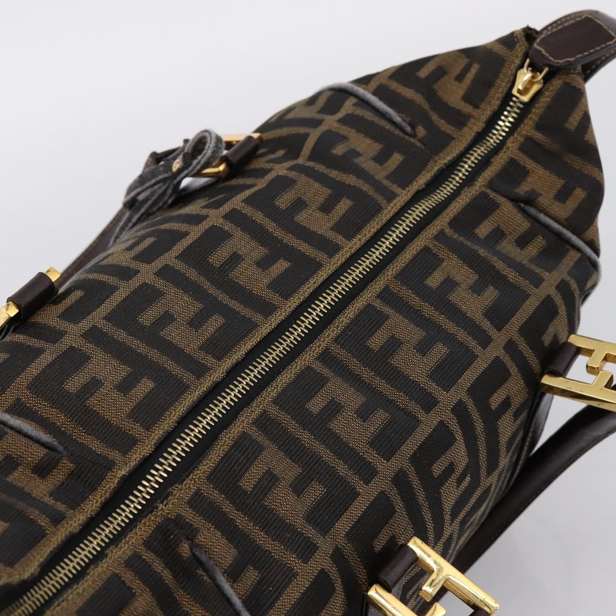 FENDI Zucca Canvas Hand Bag 2way Brown Gold Auth 202934