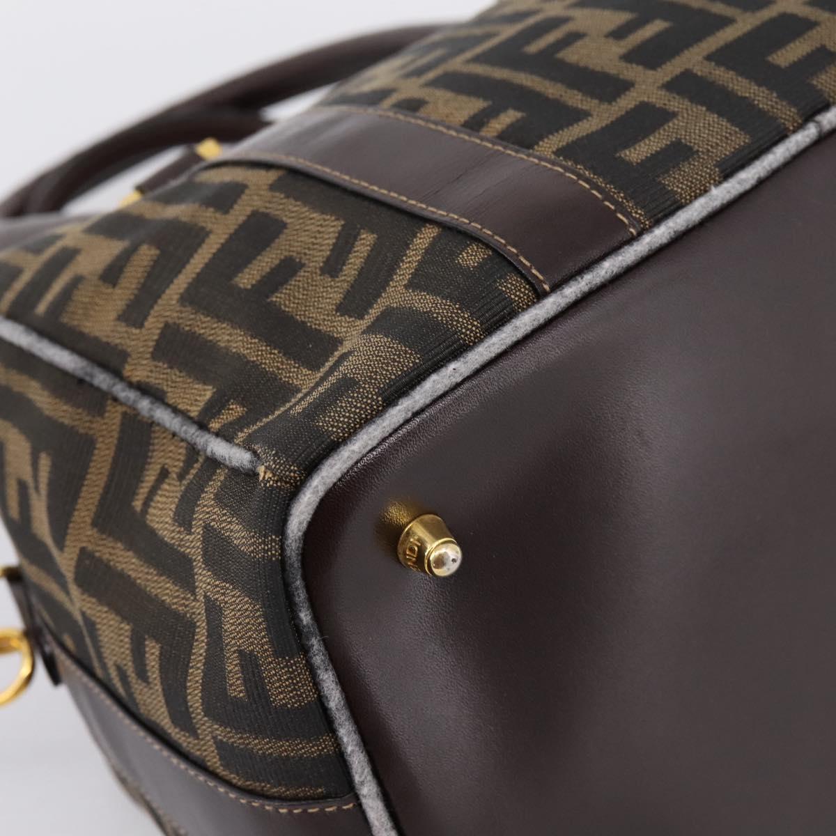 FENDI Zucca Canvas Hand Bag 2way Brown Gold Auth 202934